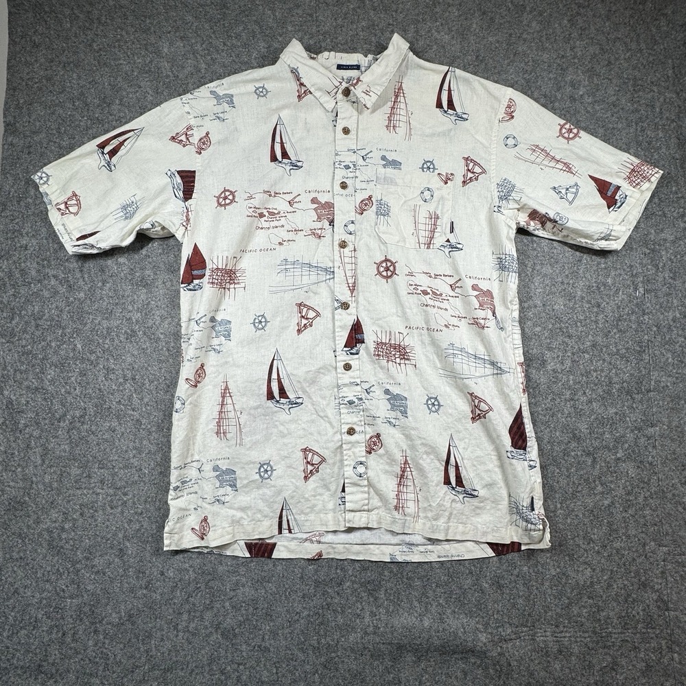 Oneill Jack Oneill Collection Shirt Mens XL White Sailboat Print Linen Button Up